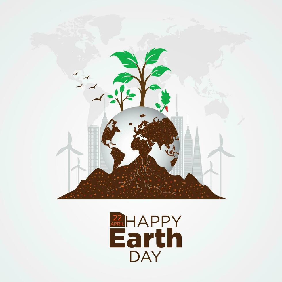 Happy Earth Day. April 22. Holiday concept. Template for background, banner, card, poster. vector illustration.