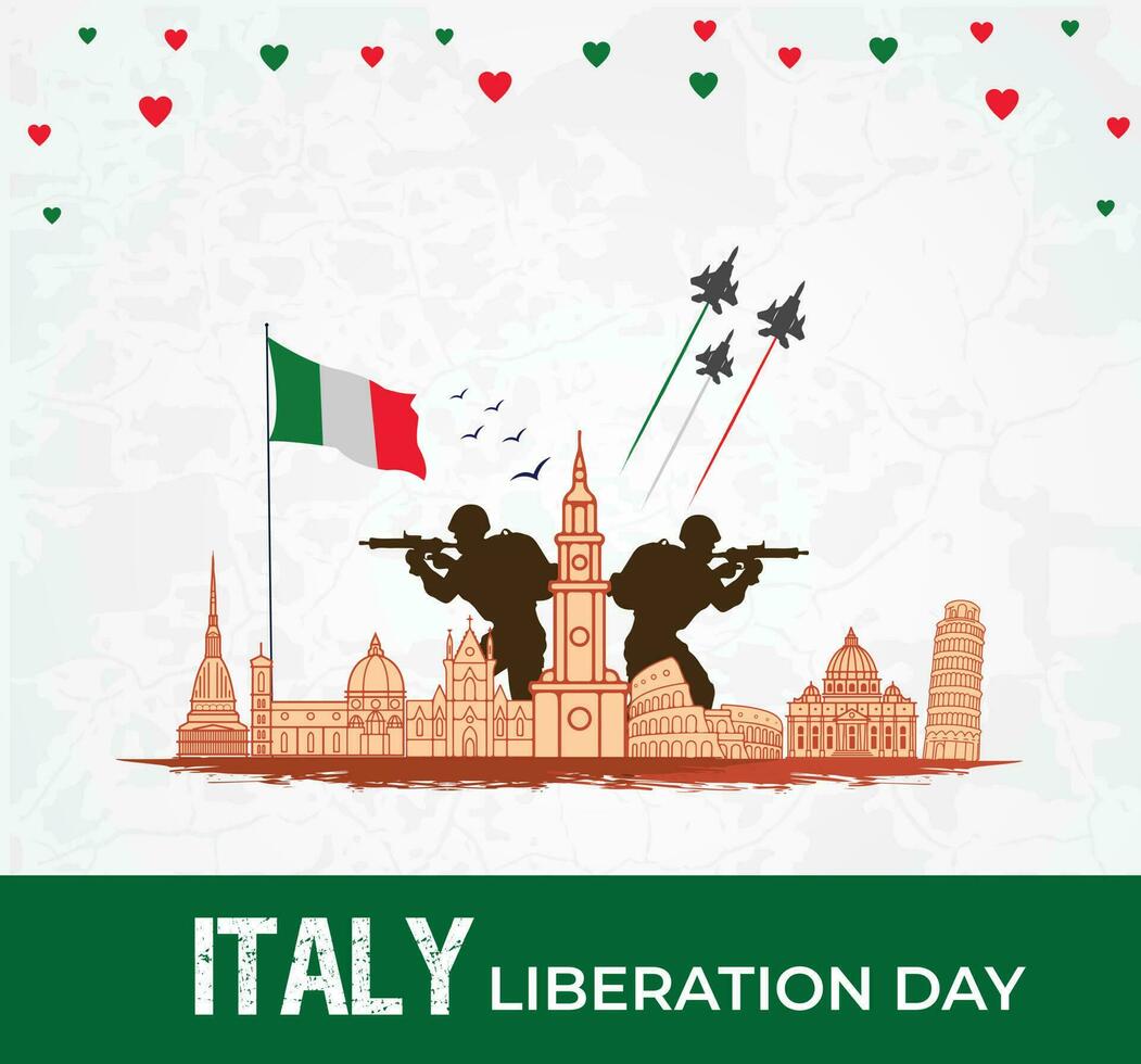 Italia liberación día celebracion. 25 abril. modelo para fondo, bandera, tarjeta, póster. vector ilustración.