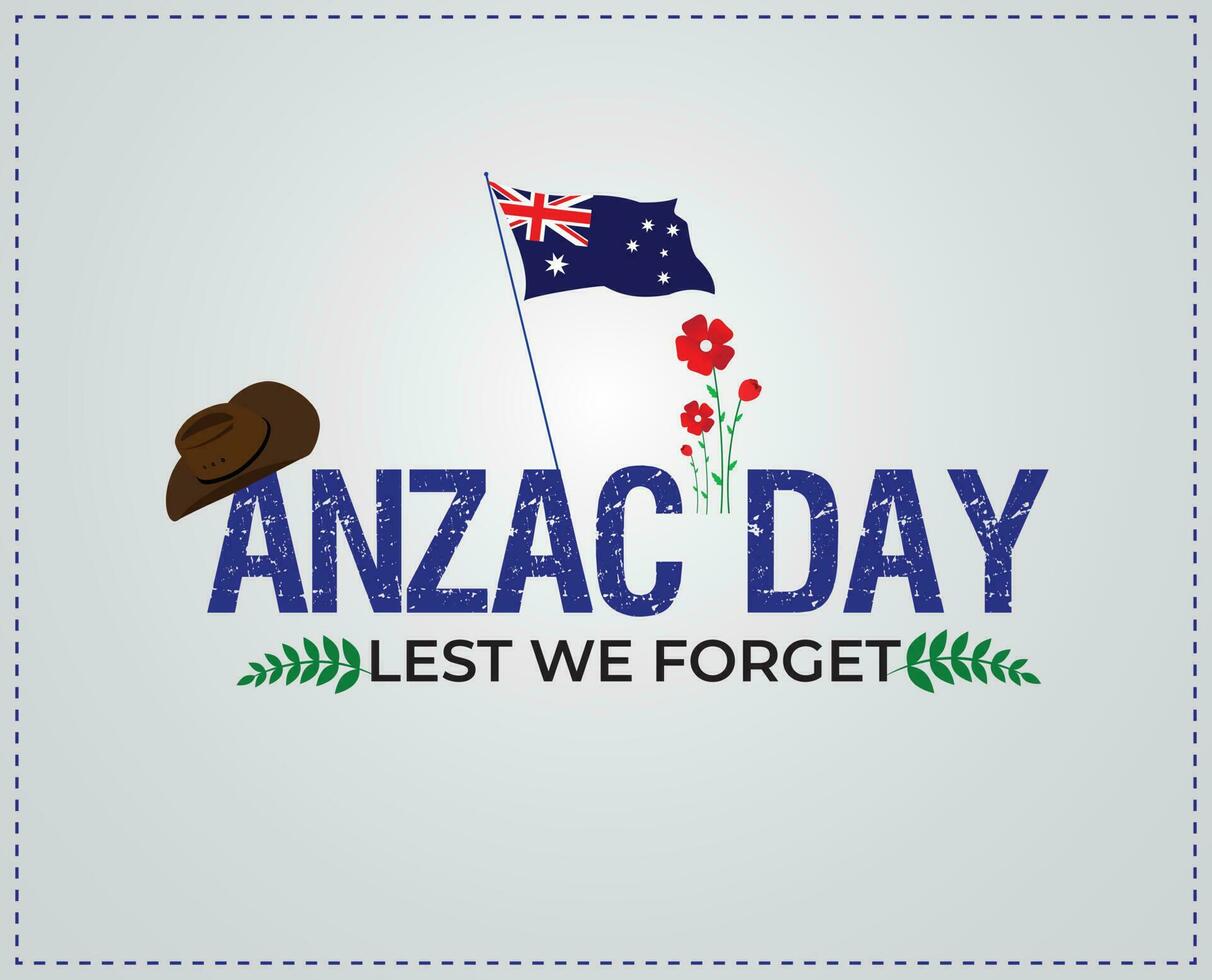 anzac día. 25 abril. australiano bandera y amapola flores monumento antecedentes. modelo para fondo, bandera, tarjeta, póster. vector ilustración.