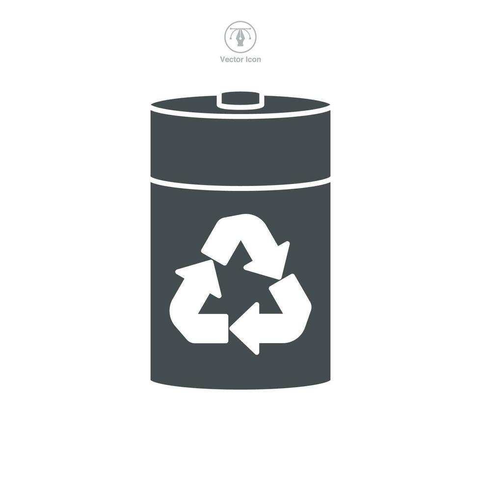Battery Recycling Icon. Battery image and recycling symbol template for graphic and web design collection logo vector illustration