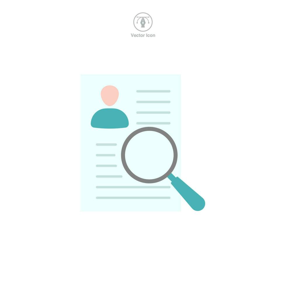 Magnifying Glass over Resume icon symbol template for graphic and web design collection logo vector illustration