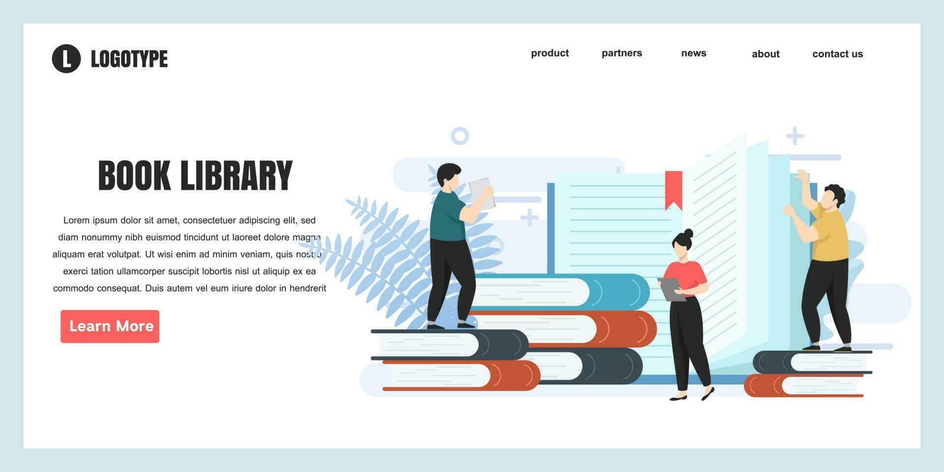 flat design concept book library for website and landing page template. perfect for web page design, banner, mobile app, Vector illustration