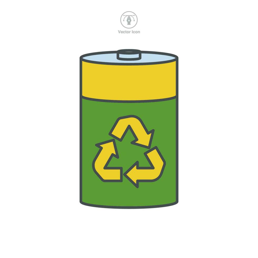 Battery Recycling Icon. Battery image and recycling symbol template for graphic and web design collection logo vector illustration