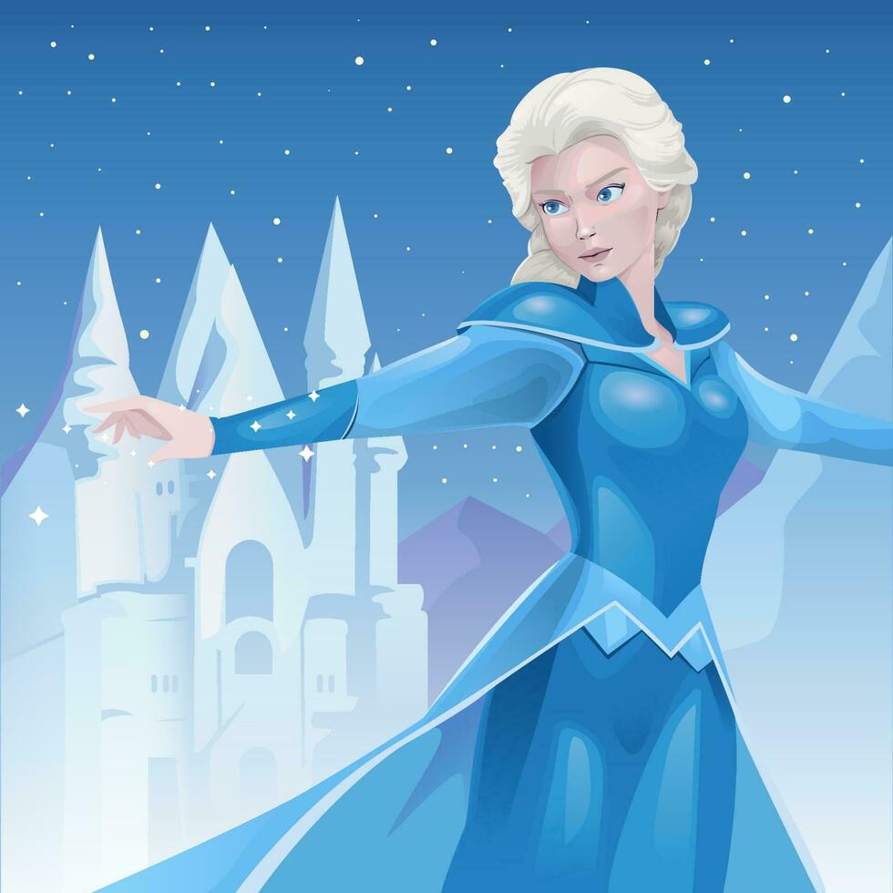 Snow Princess Concept with Castle Scenery vector