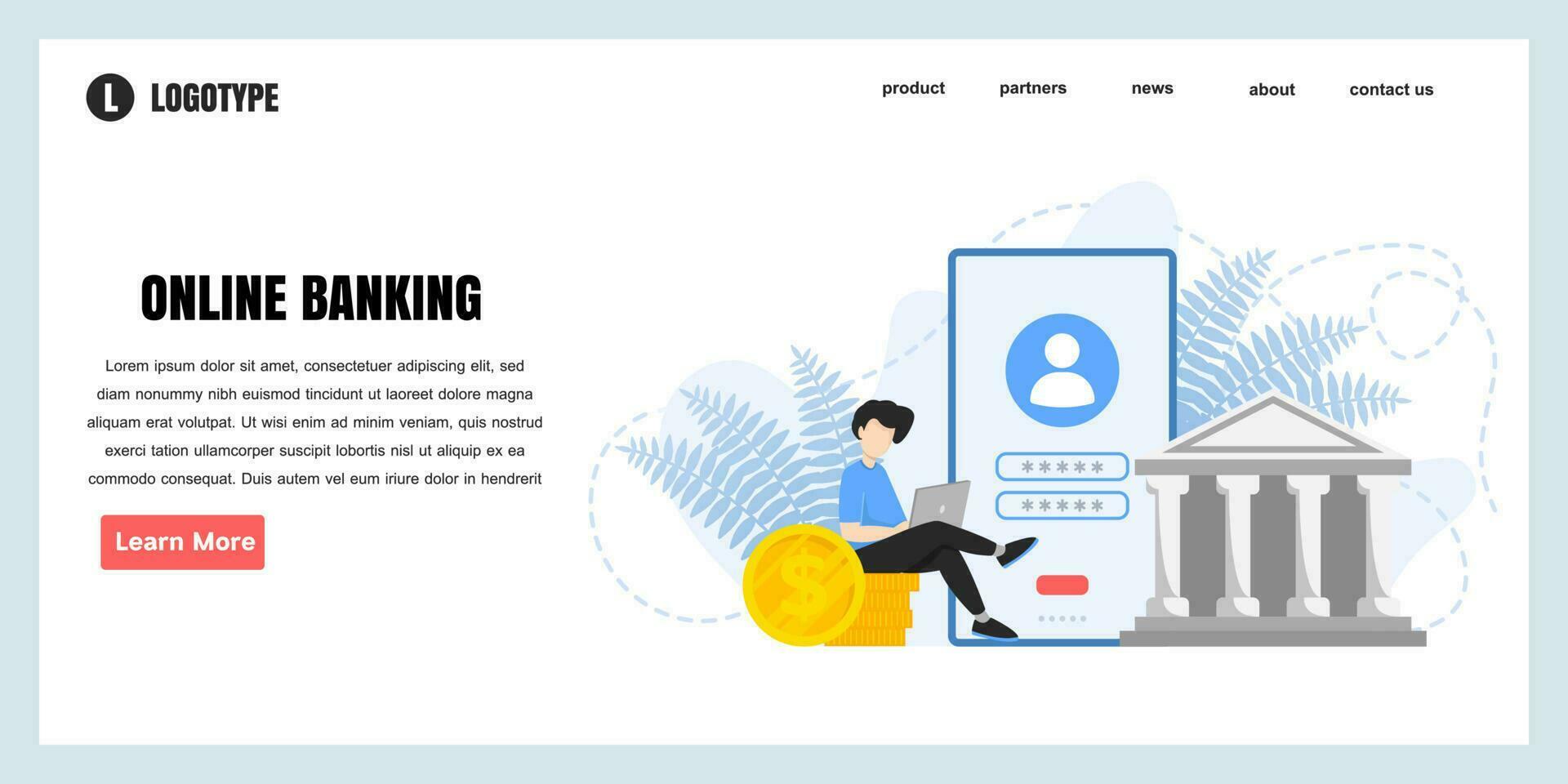 Web page design templates for online banking concept illustration, perfect for web page design, banner, mobile app, landing page, Flat Vector illustration