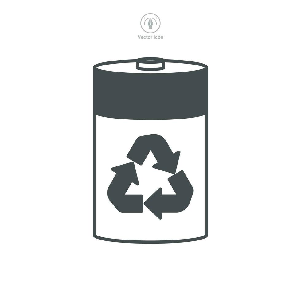 Battery Recycling Icon. Battery image and recycling symbol template for graphic and web design collection logo vector illustration