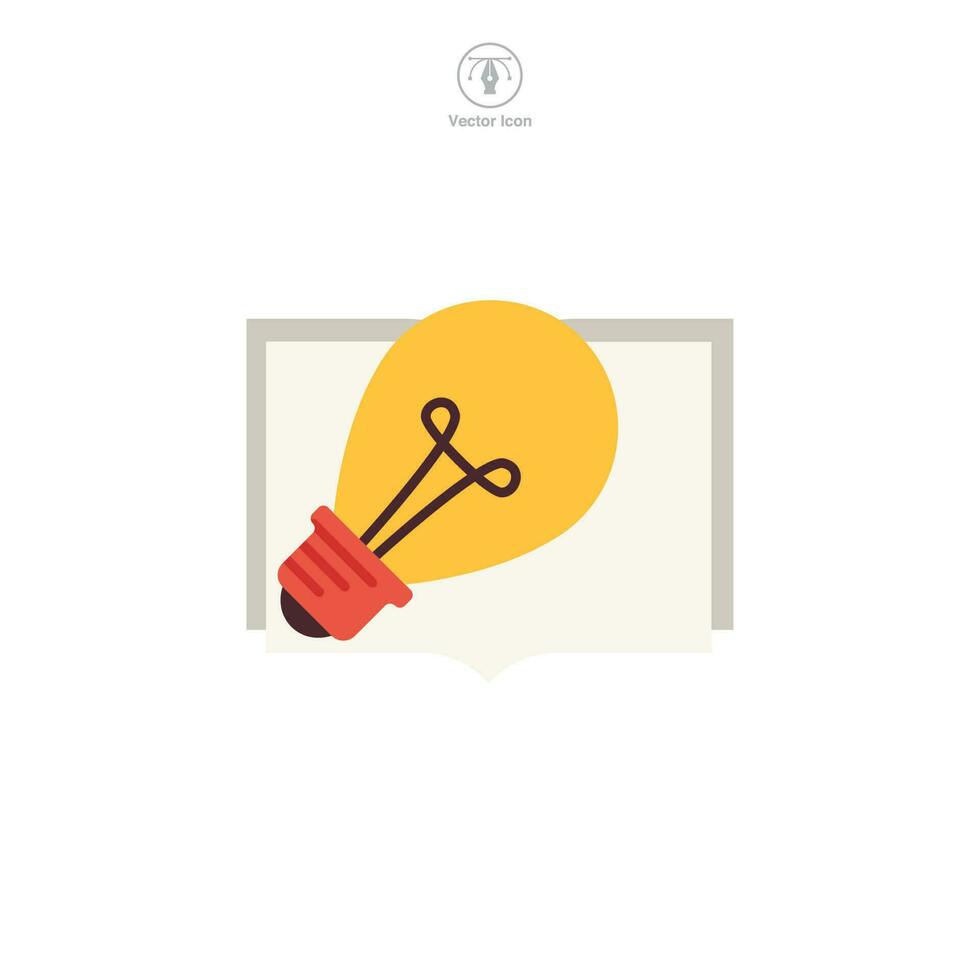 Learning. open book and lightbulb Icon symbol template for graphic and web design collection logo vector illustration