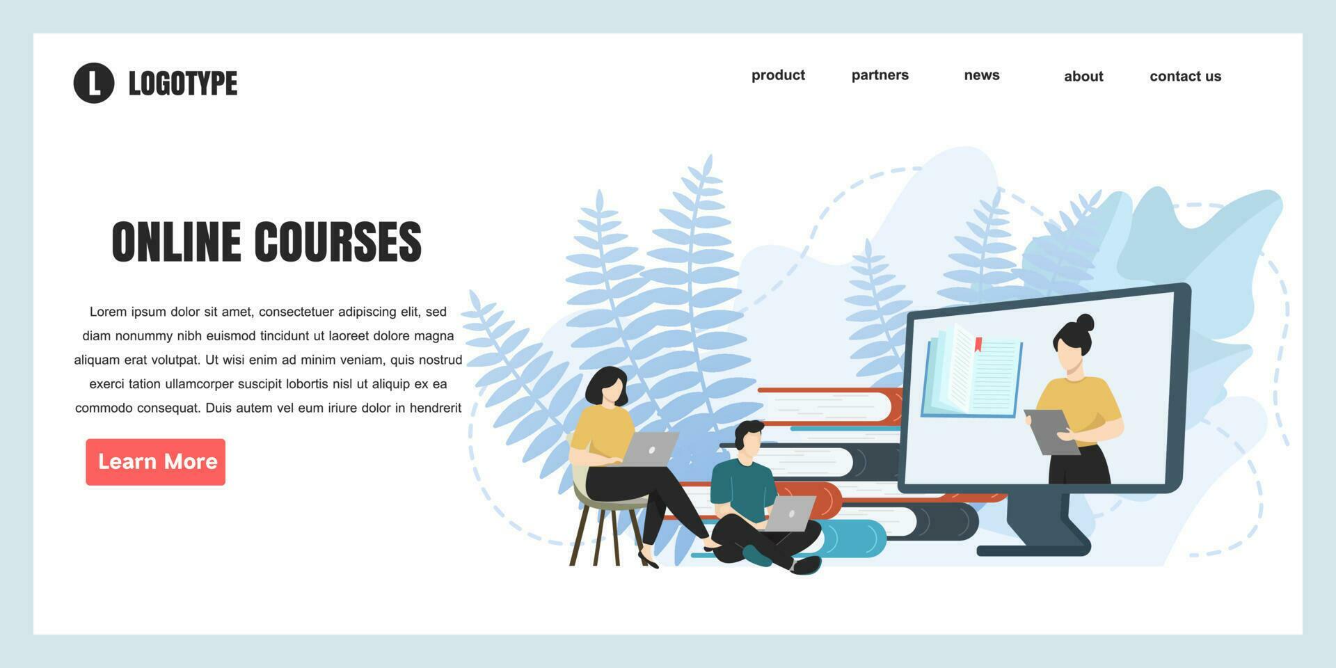 flat design concept Online courses for website and landing page ...