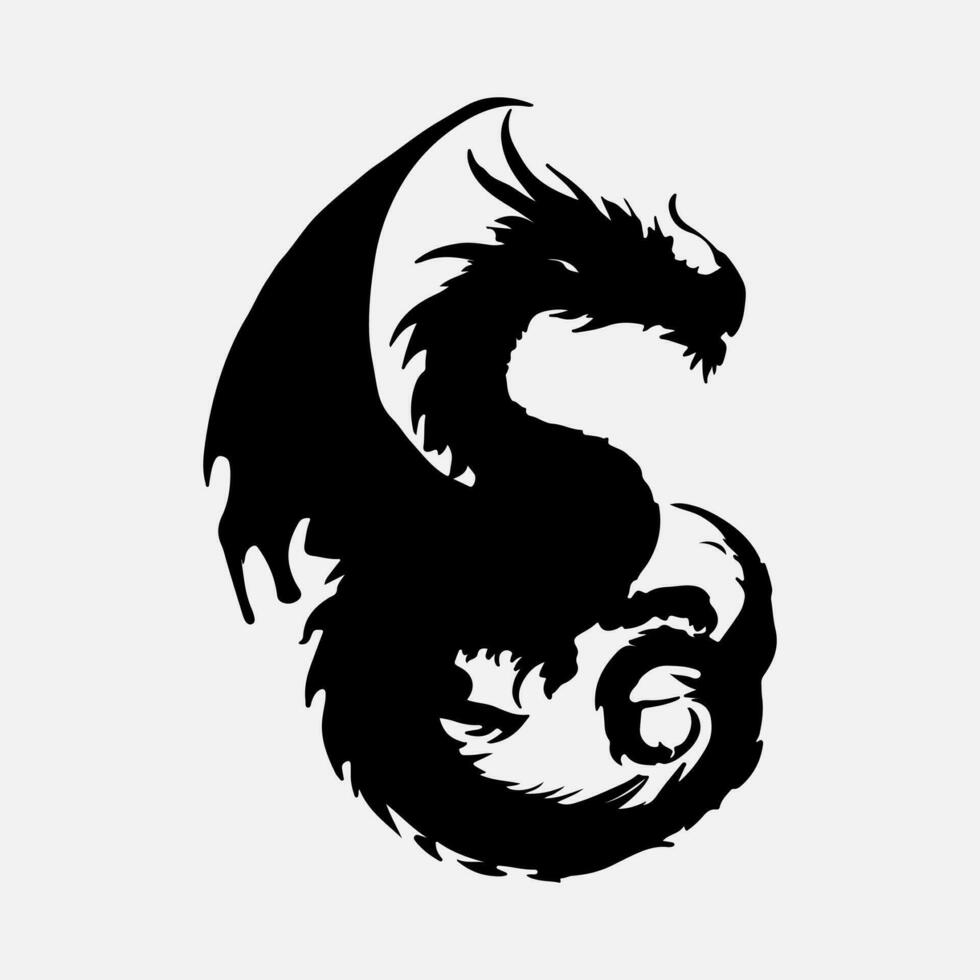 black dragon vector silhouette