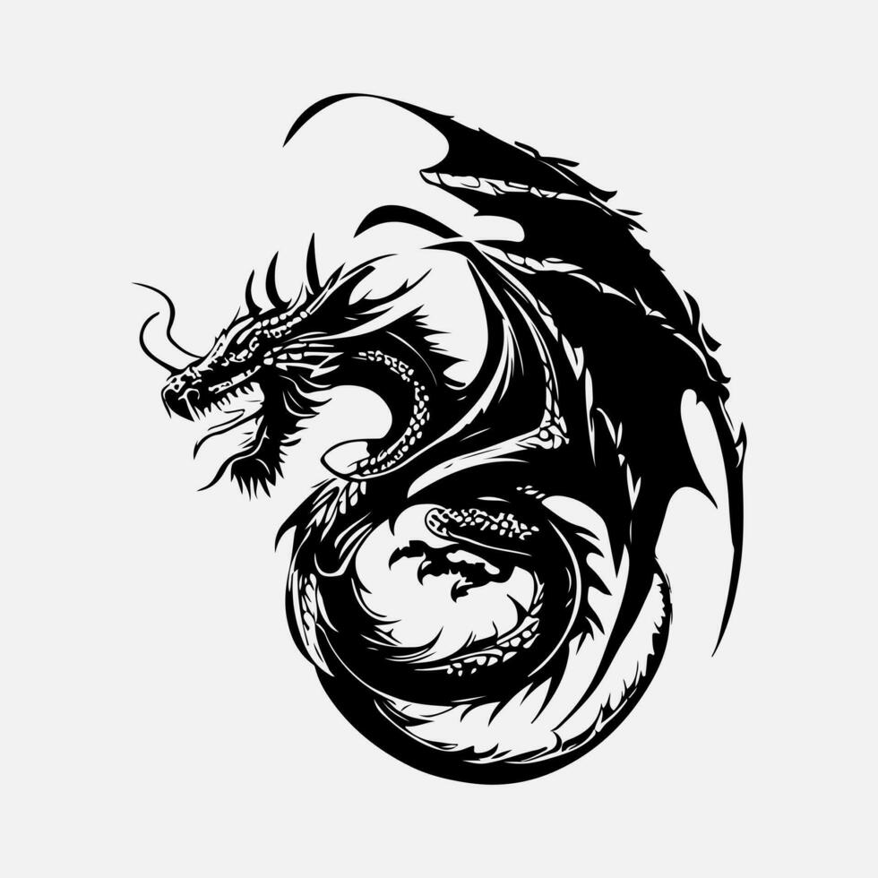 black dragon vector silhouette