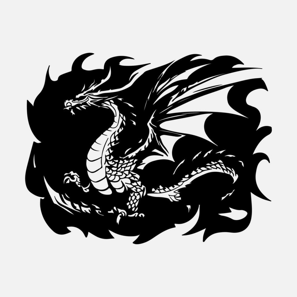 black dragon vector silhouette