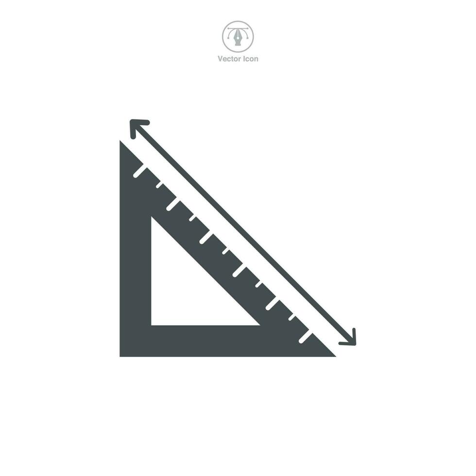 Ruler. Triangle measurement protractor Icon symbol template for graphic and web design collection logo vector illustration