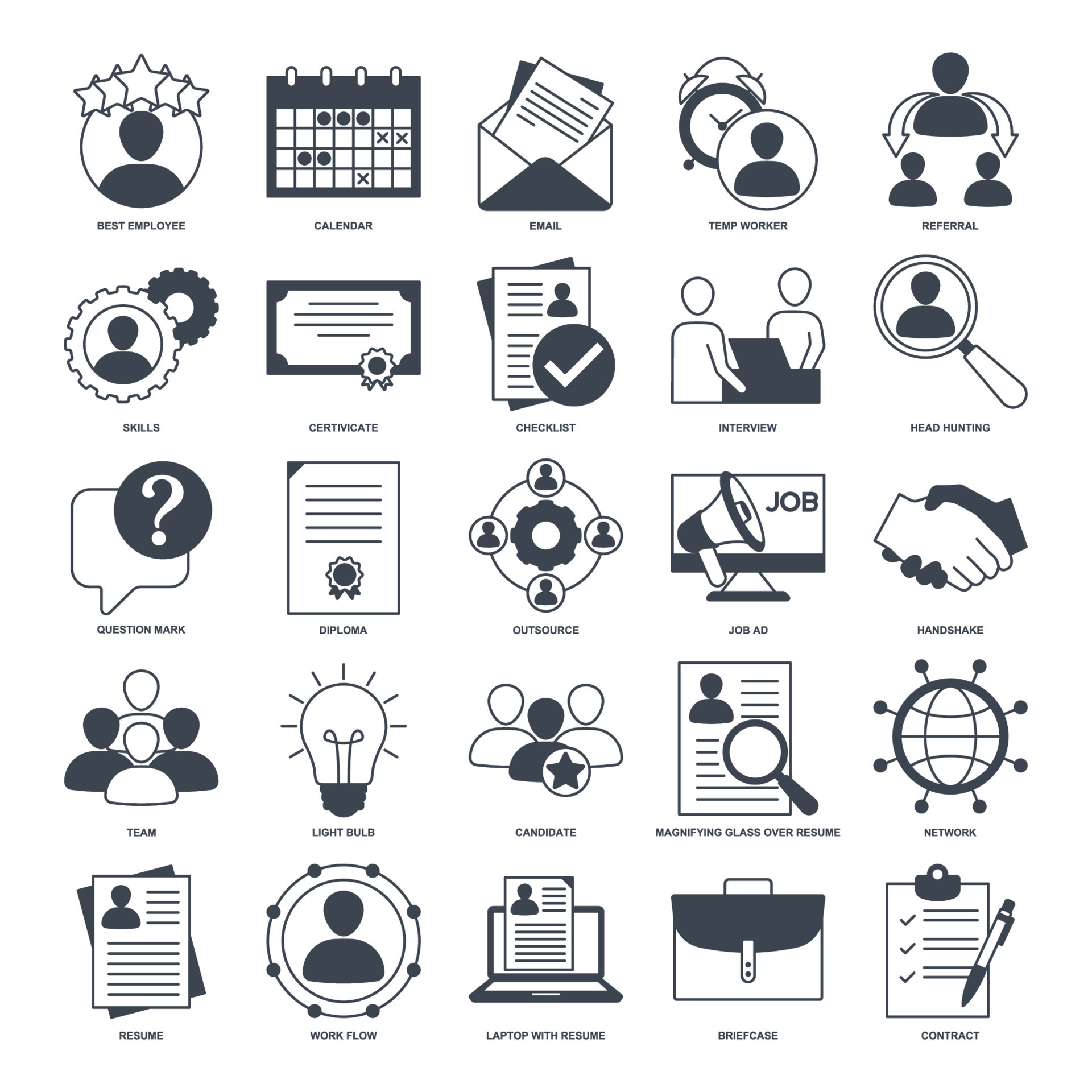 Headhunting And Recruiting elements - Headhunting And Recruiting Elements Set Icon Symbol Template For Graphic And Web Design Collection Resume Skills Certificate Team Network And More Logo Illustration Vector 