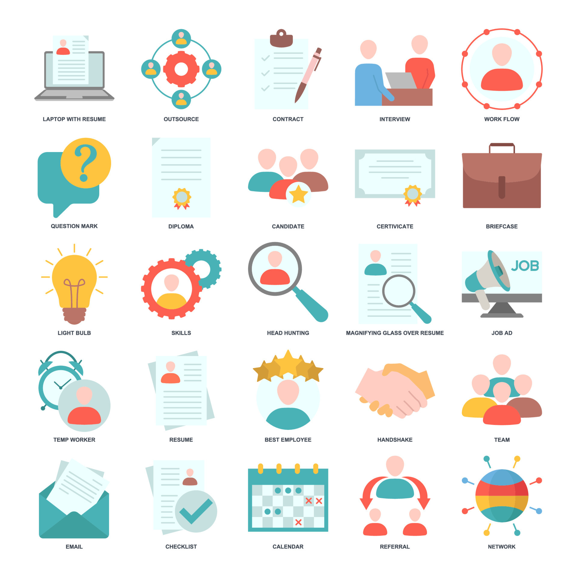 Headhunting And Recruiting elements - Headhunting And Recruiting Elements Set Icon Symbol Template For Graphic And Web Design Collection Resume Skills Certificate Team Network And More Logo Illustration Vector 