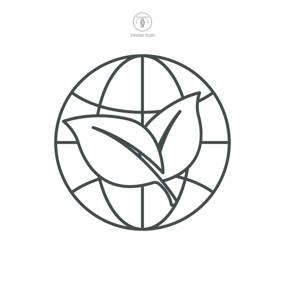Globe with Plant. green earth planet. world ecology, nature global protect Icon symbol template for graphic and web design collection logo vector illustration