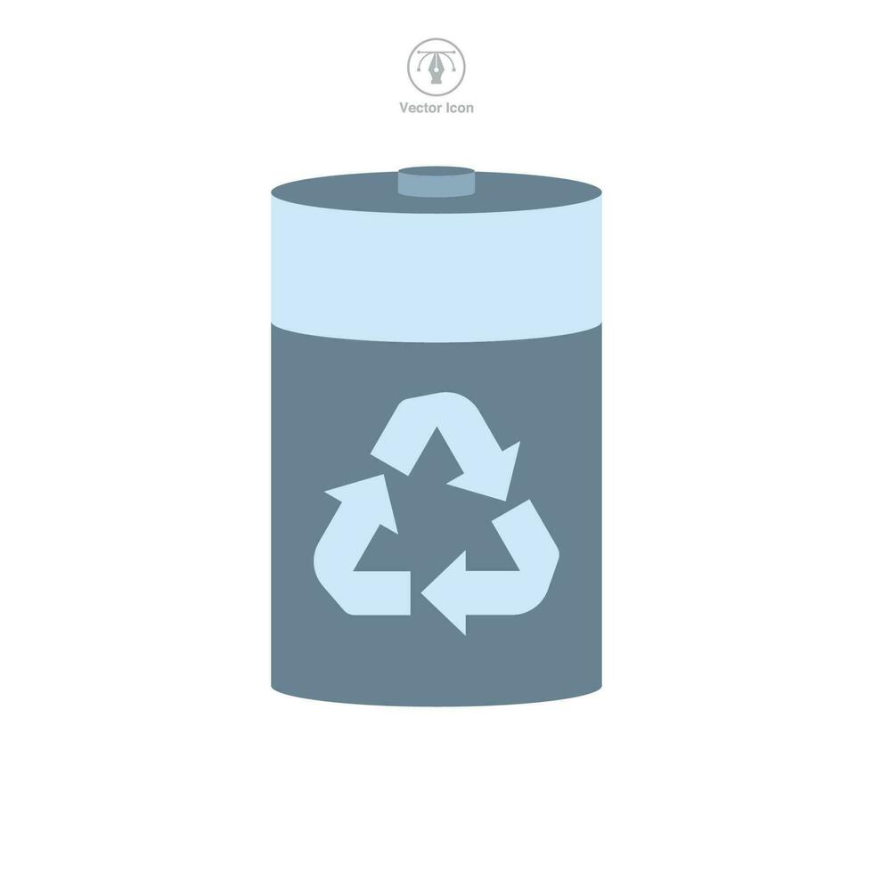 Battery Recycling Icon. Battery image and recycling symbol template for graphic and web design collection logo vector illustration