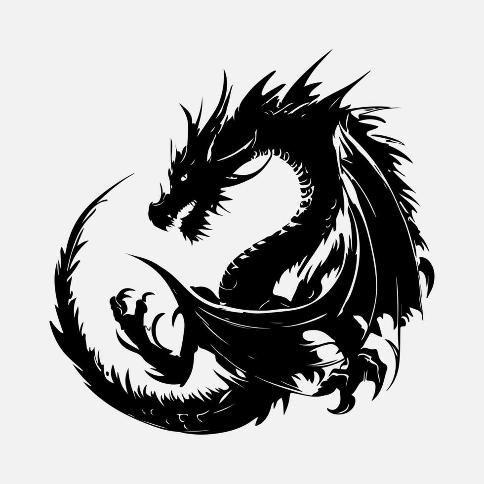 black dragon vector silhouette