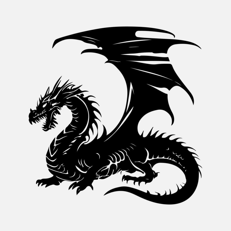 black dragon vector silhouette