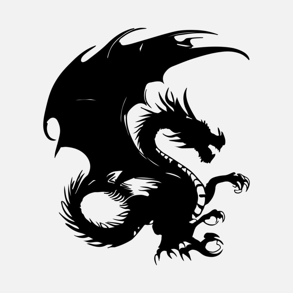 black dragon vector silhouette