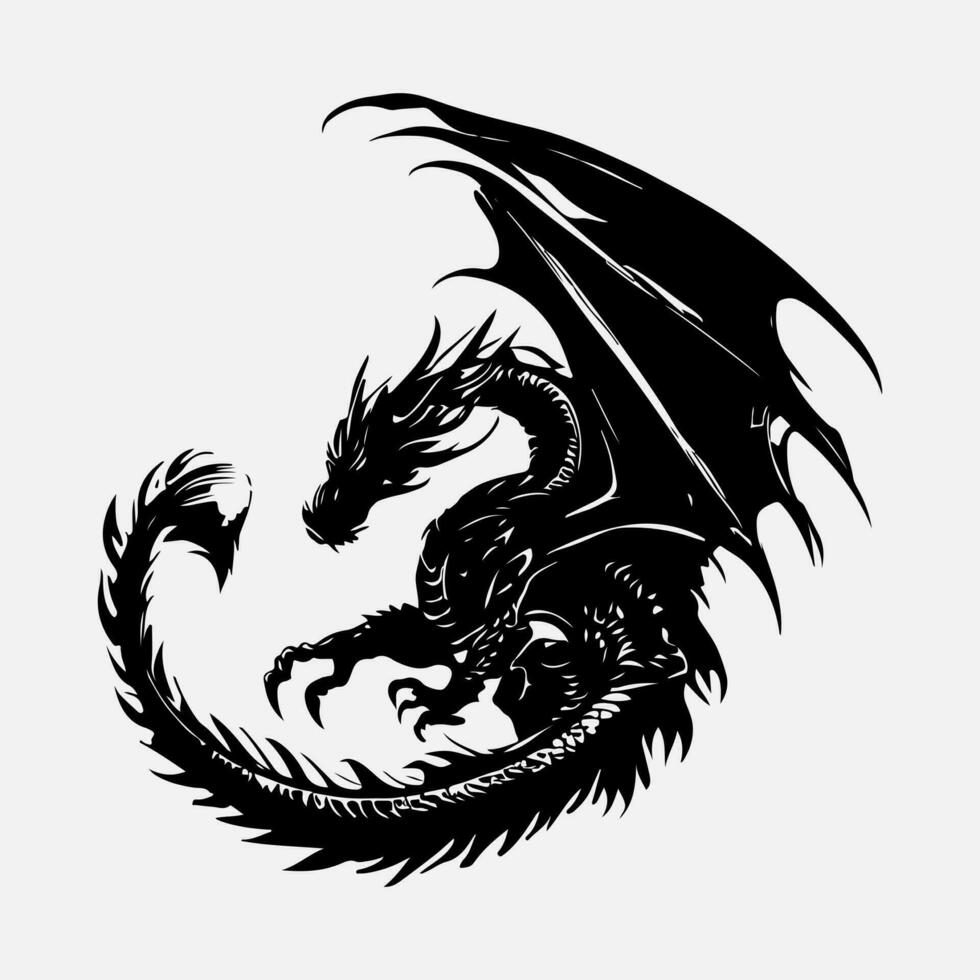 black dragon vector silhouette