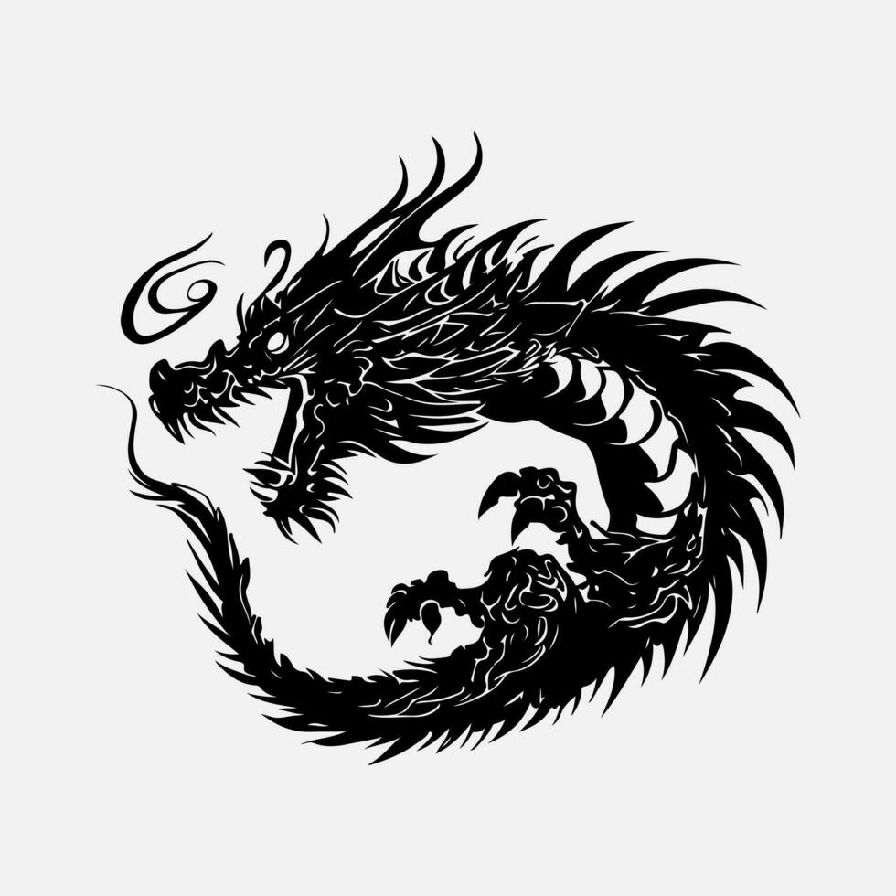 black dragon vector silhouette 24480143 Vector Art at Vecteezy