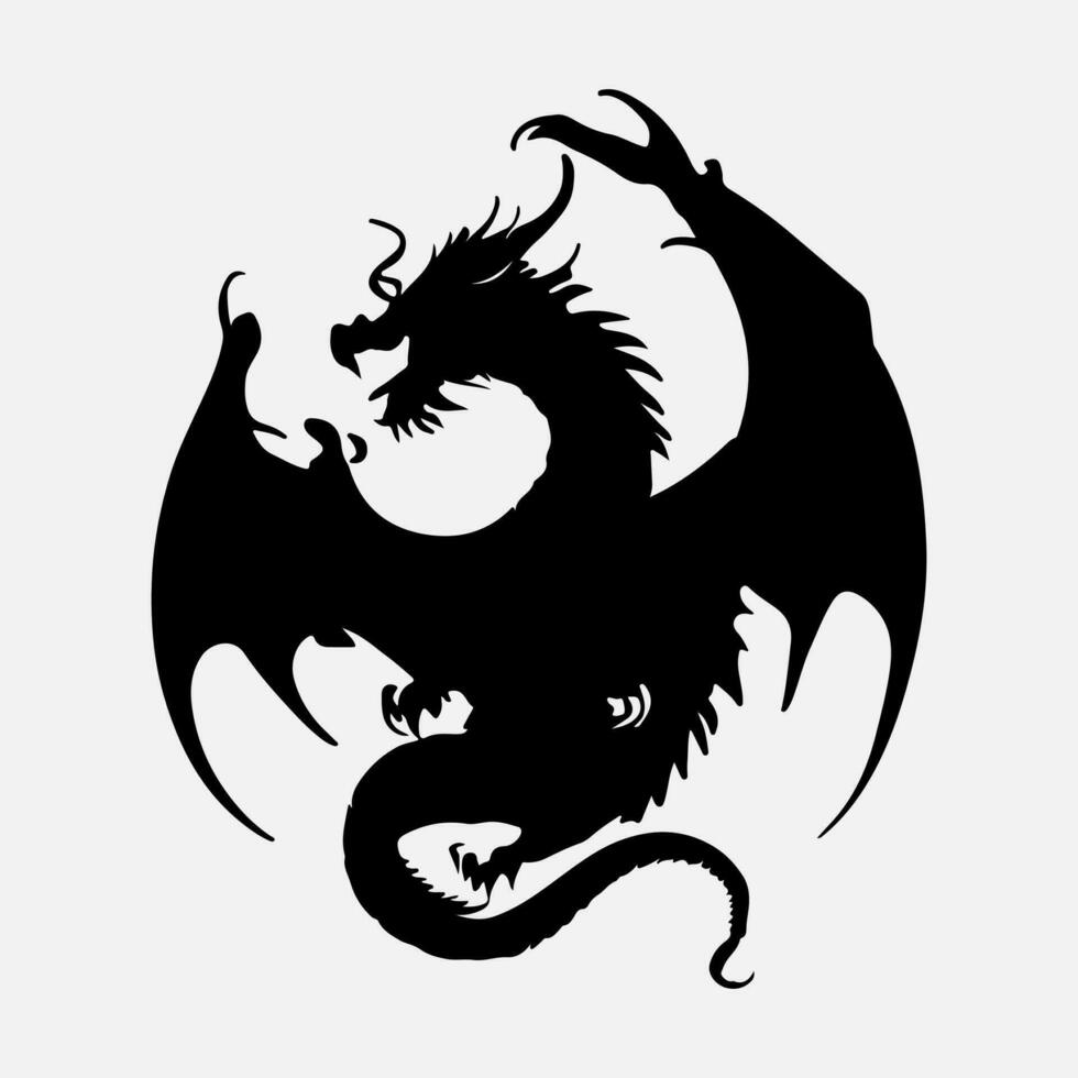 black dragon vector silhouette