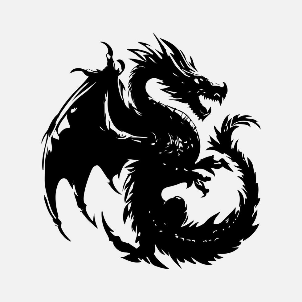 black dragon vector silhouette