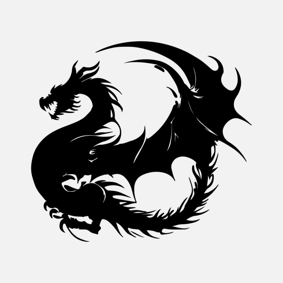 black dragon vector silhouette