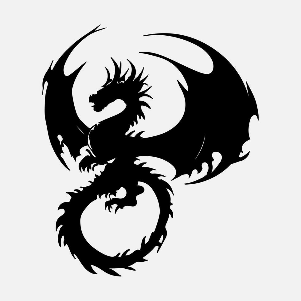 black dragon vector silhouette 24480172 Vector Art at Vecteezy