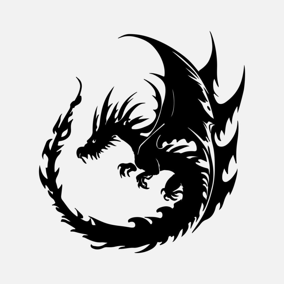 black dragon vector silhouette