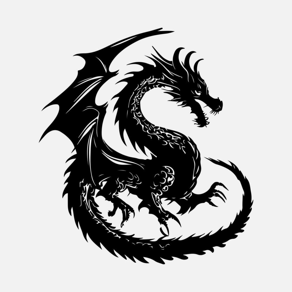 black dragon vector silhouette