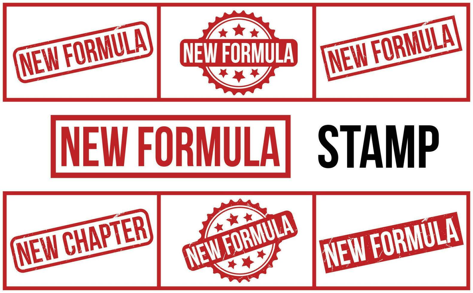 Red New Formula Rubber Stamp Set Vector