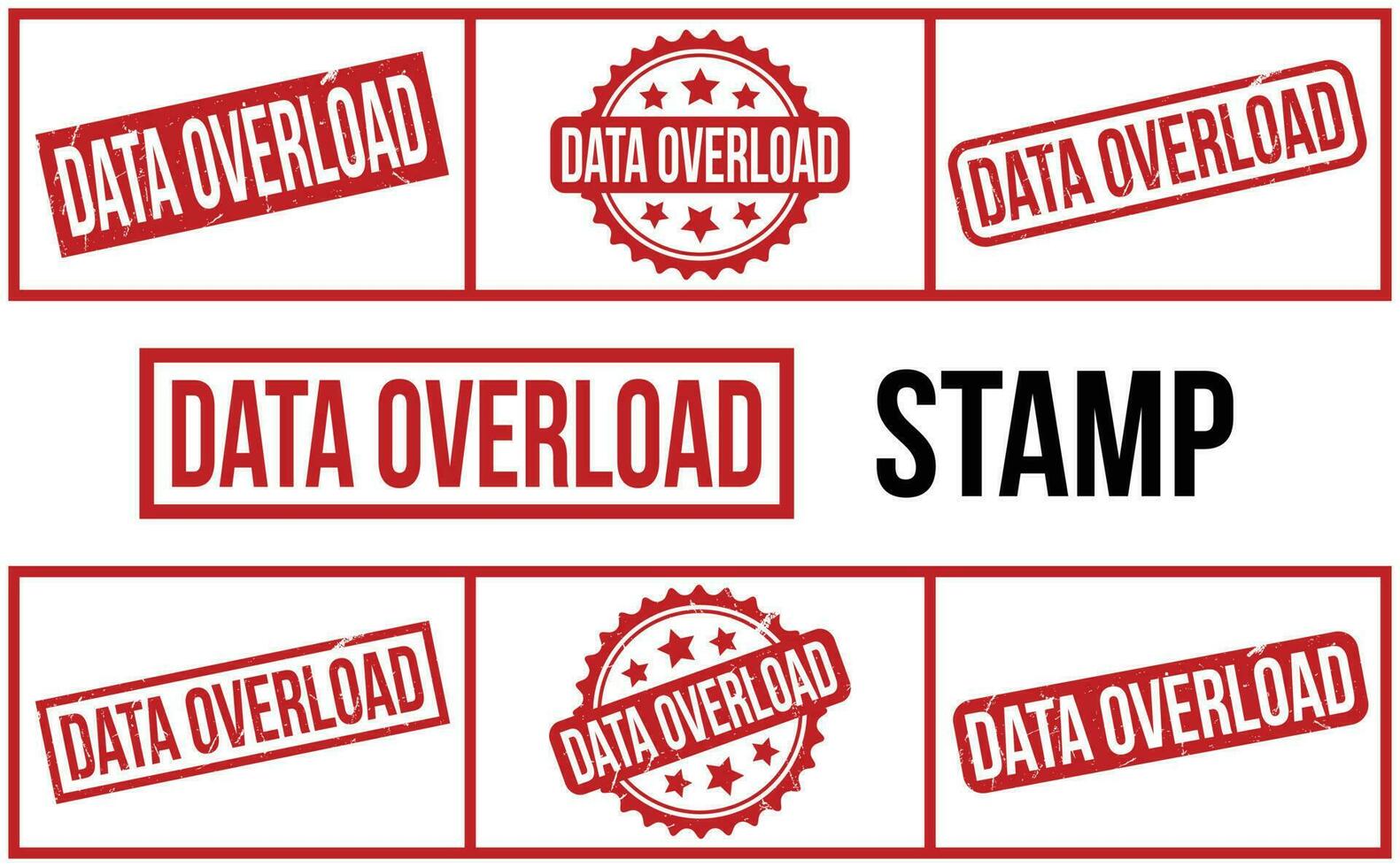 Data Overload Rubber Stamp set Vector