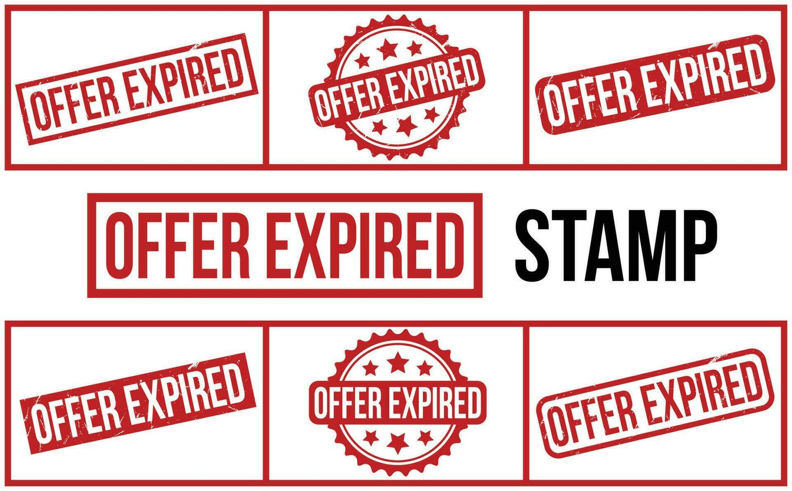 Red Offer Expired Rubber Stamp Set Vector