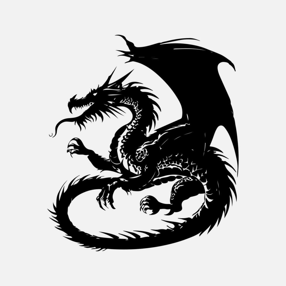 black dragon vector silhouette