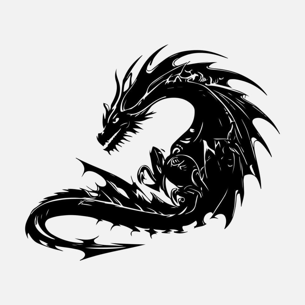 black dragon vector silhouette