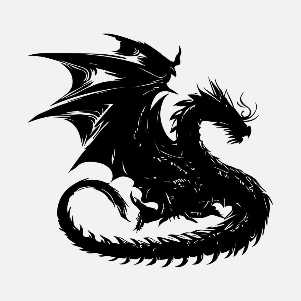 black dragon vector silhouette