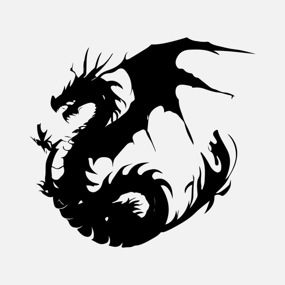 black dragon vector silhouette