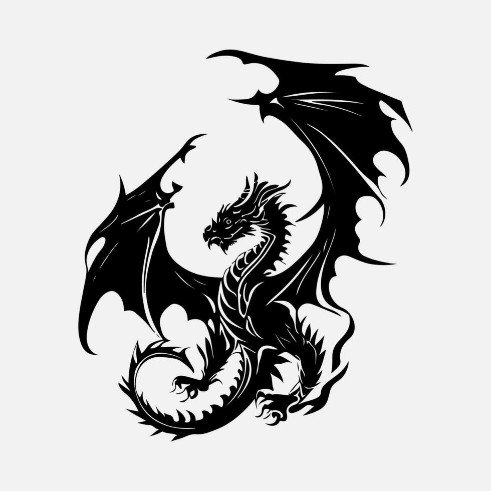 black dragon vector silhouette