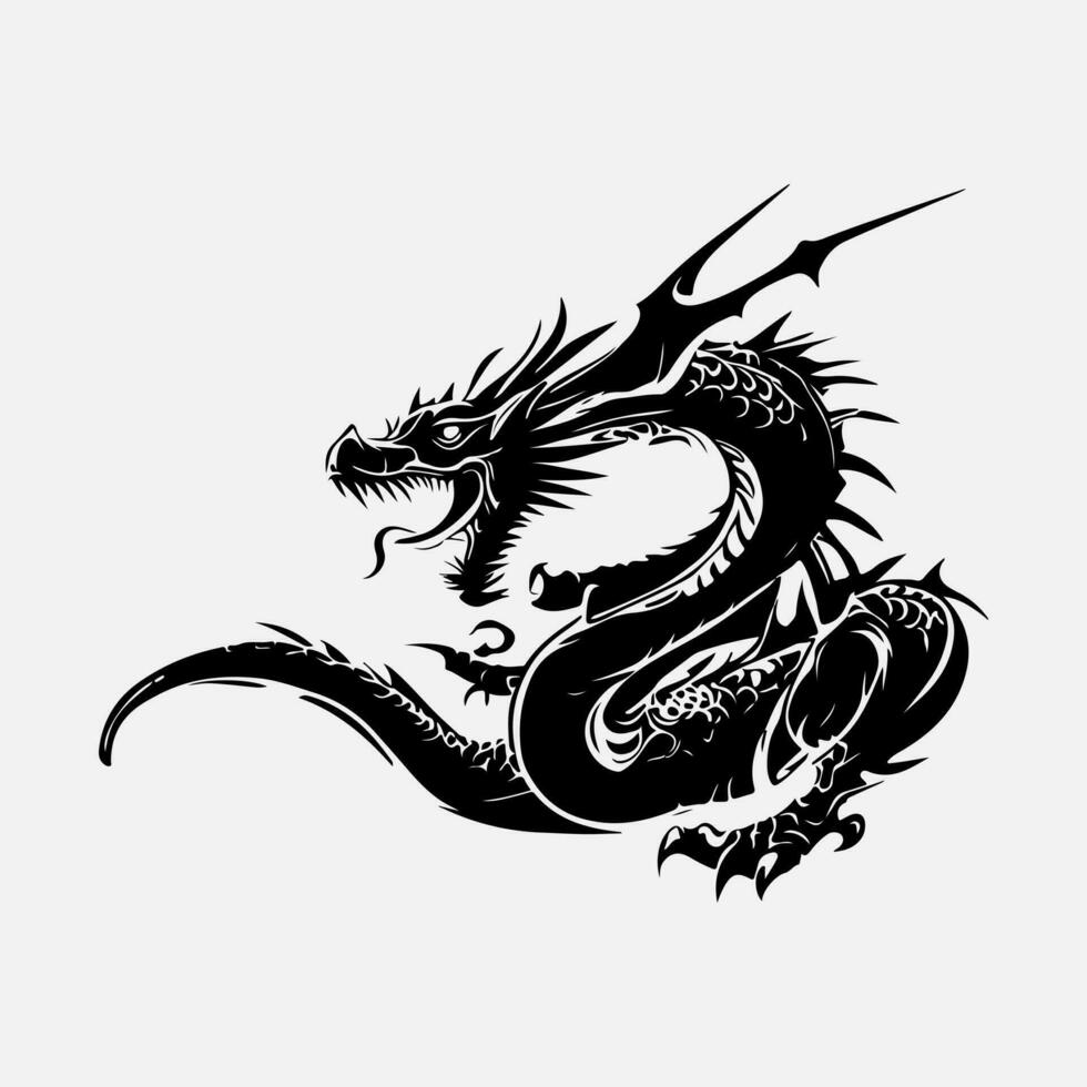 black dragon vector silhouette