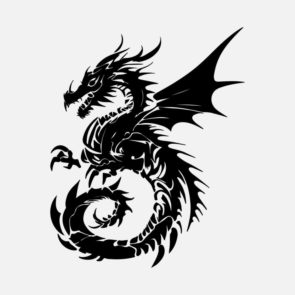 black dragon vector silhouette