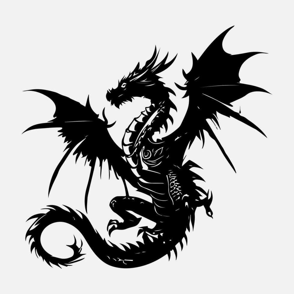 black dragon vector silhouette