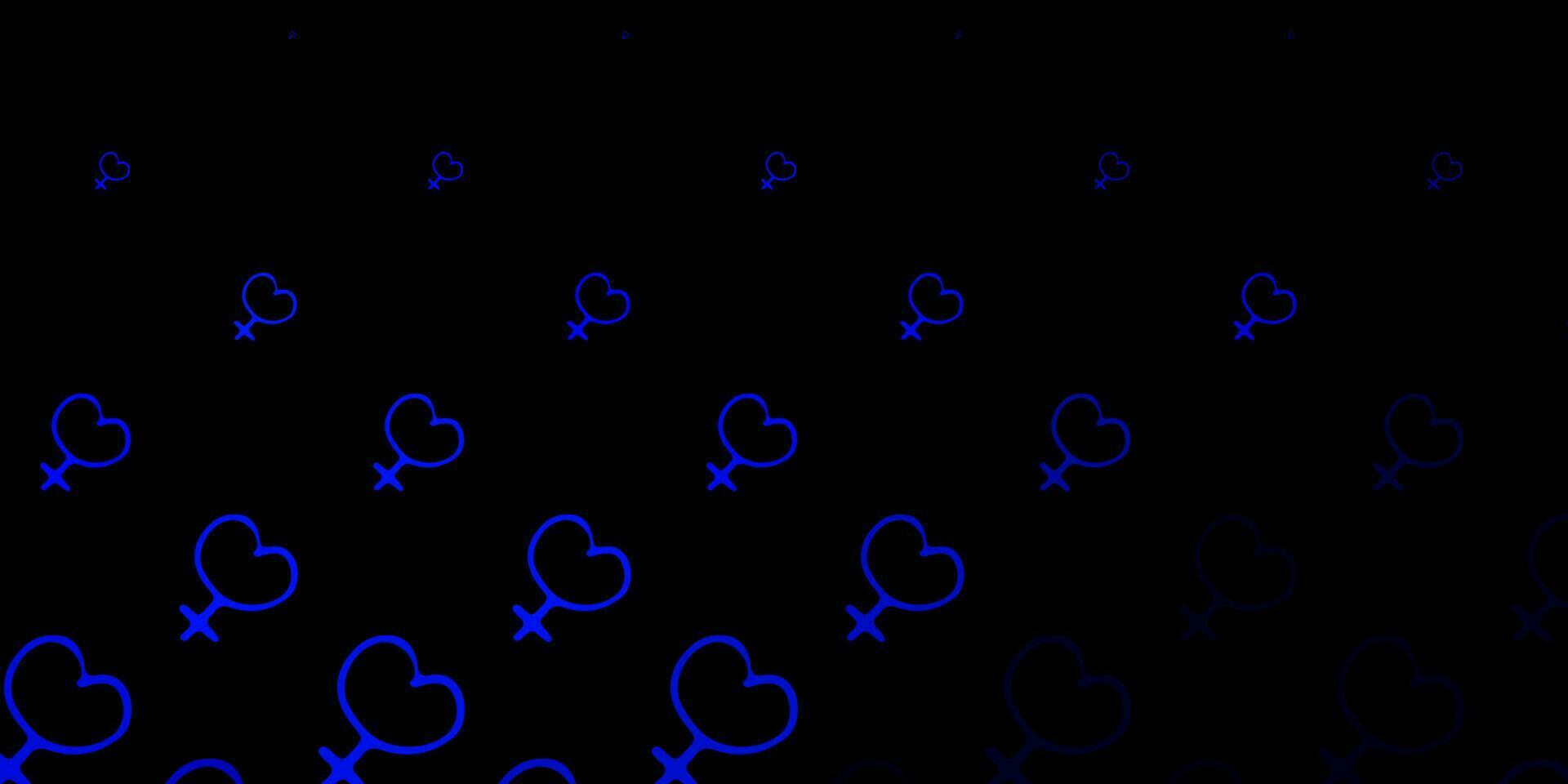 Dark BLUE vector backdrop with woman's power symbols.