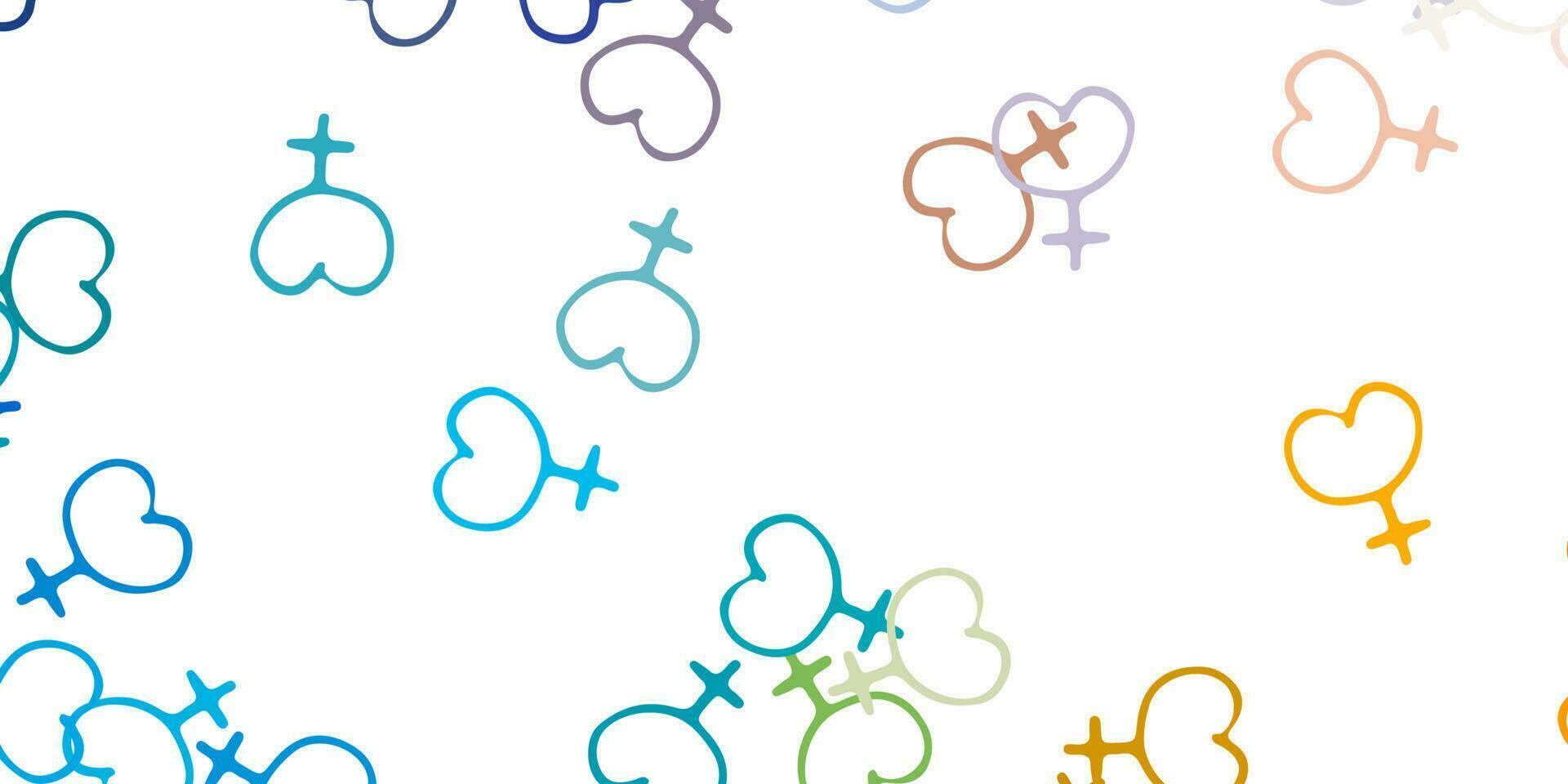 Light Blue, Yellow vector background with woman symbols.