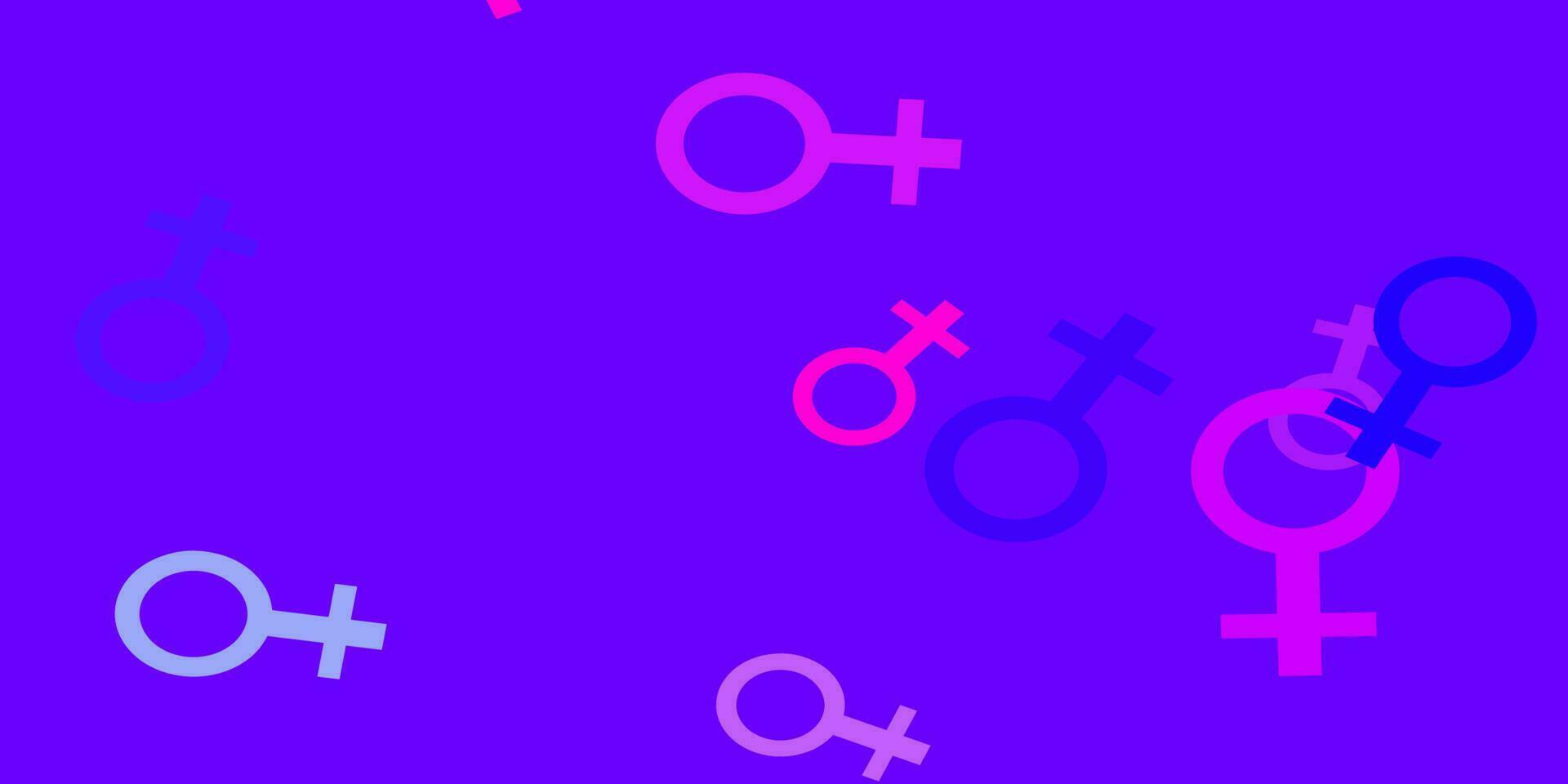 Light Pink, Blue vector texture with women's rights symbols.