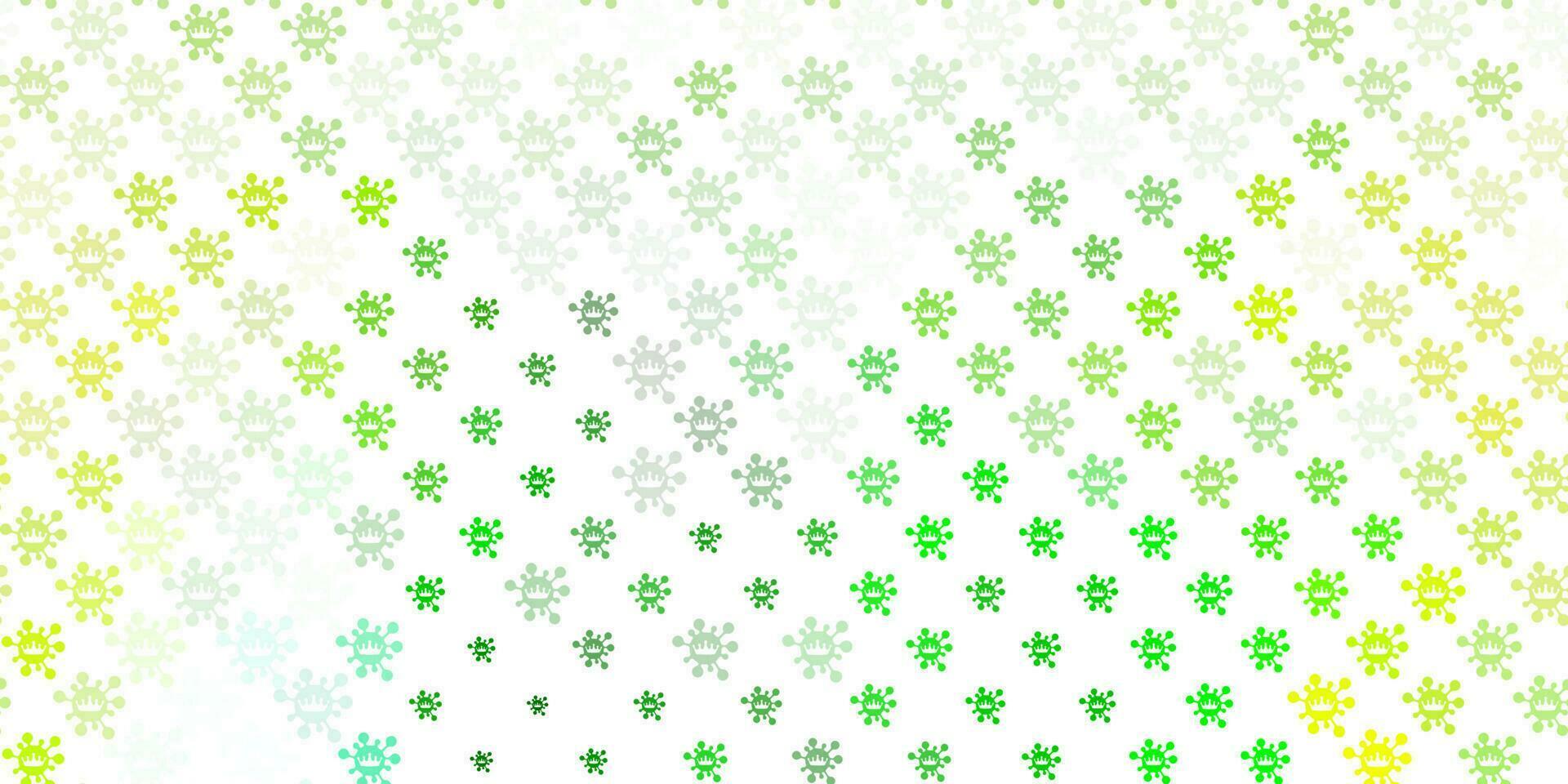 textura de vector verde claro, amarillo con símbolos de enfermedades.