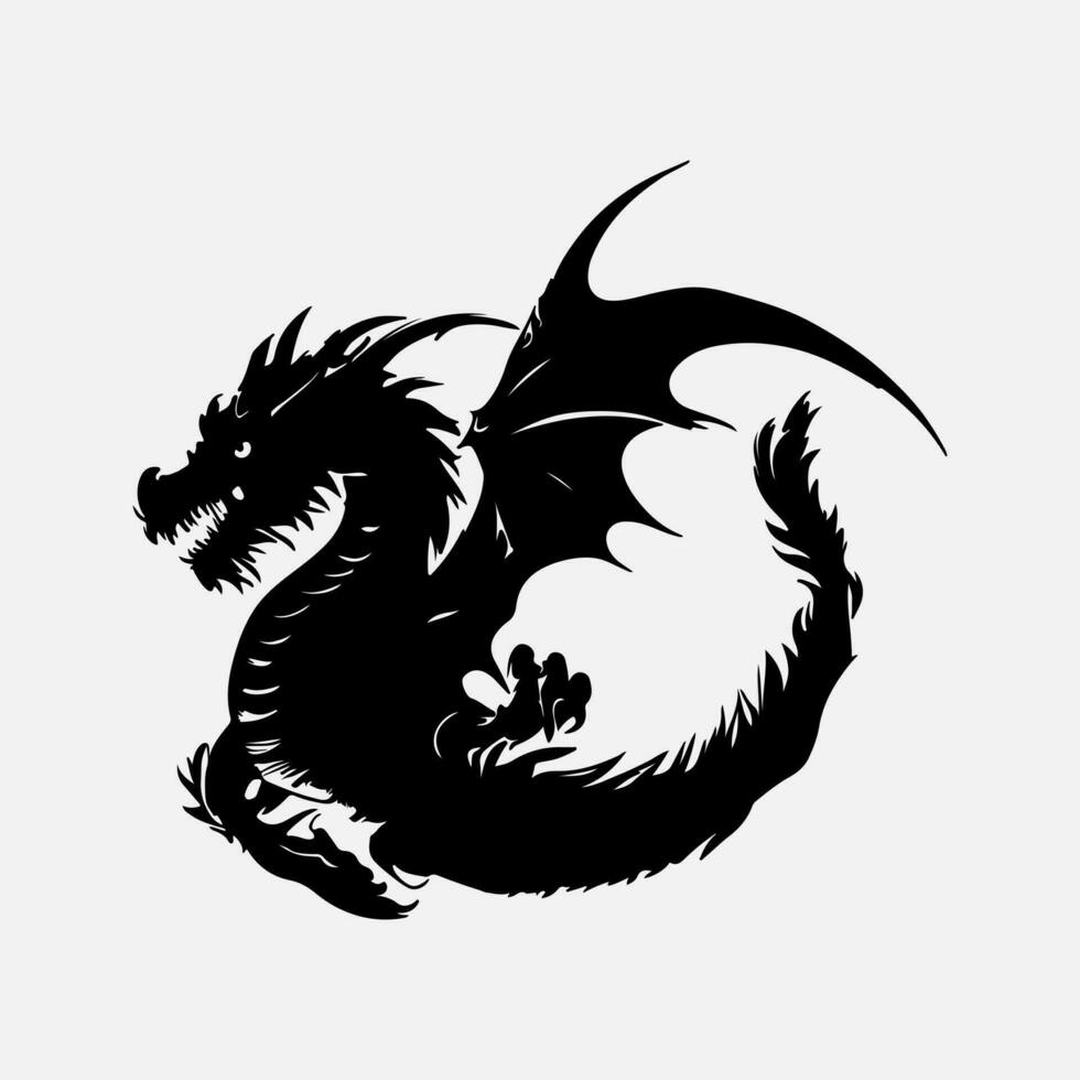 black dragon vector silhouette