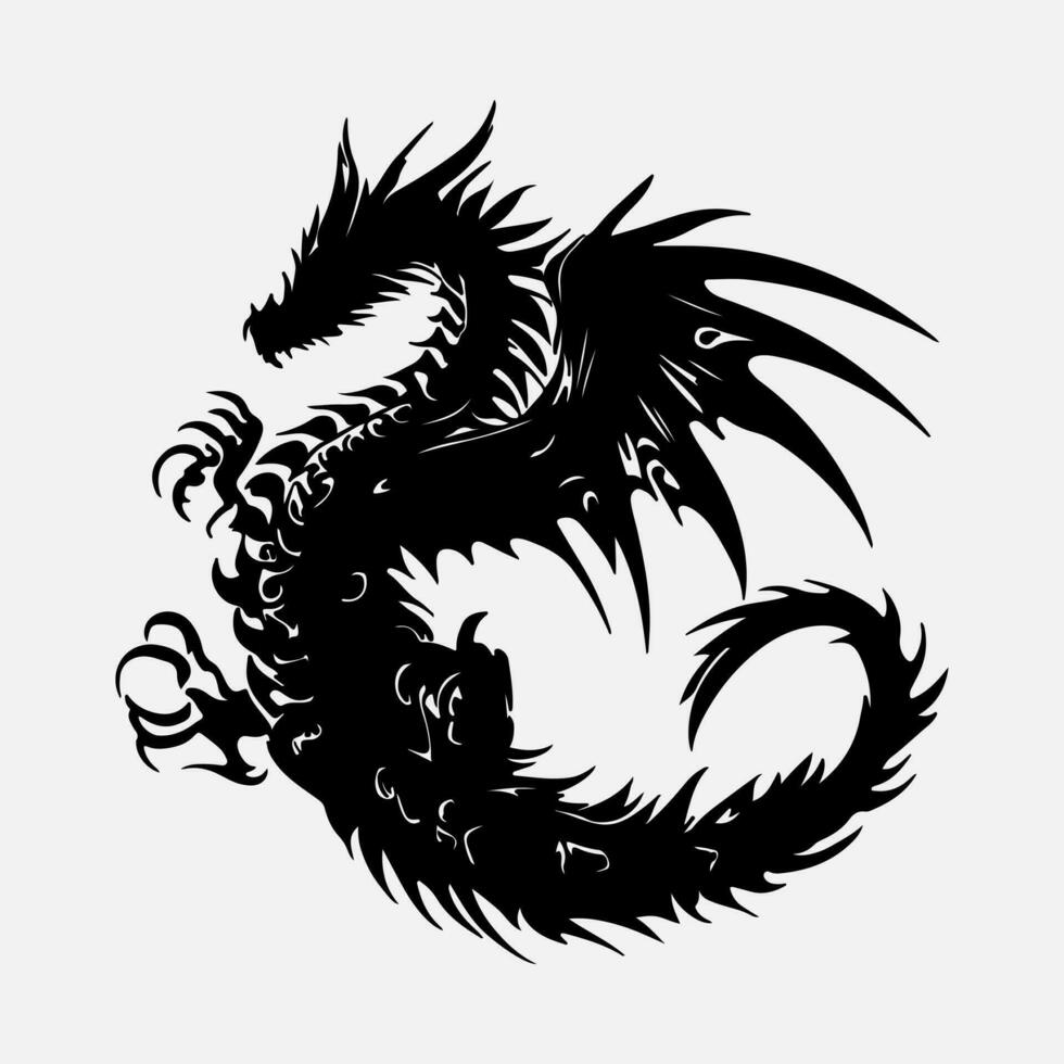 black dragon vector silhouette