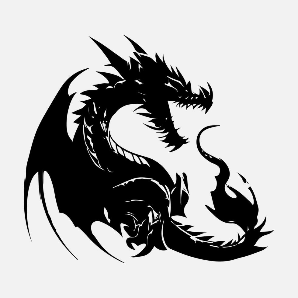 black dragon vector silhouette