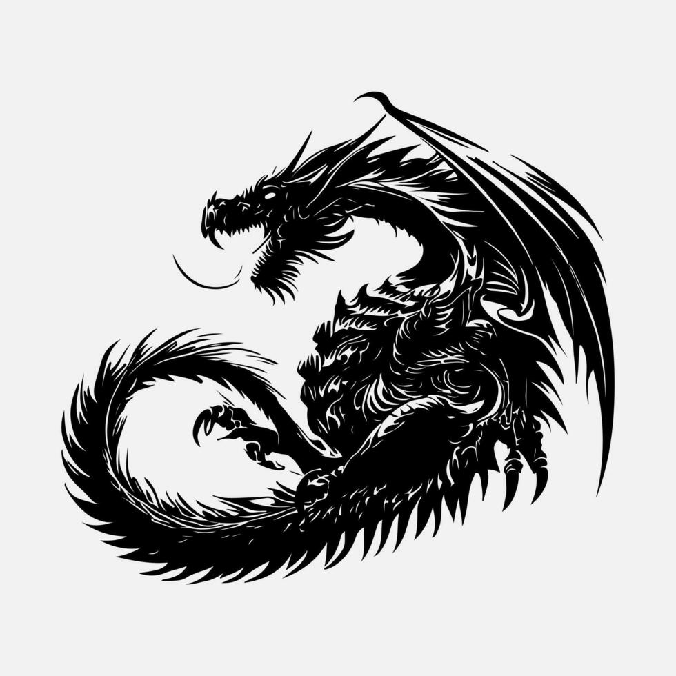 black dragon vector silhouette